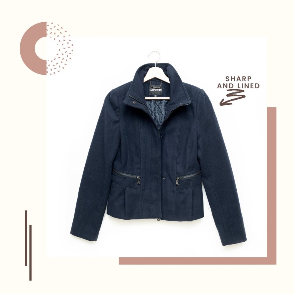 Express Navy Mock Neck Zipper Jacket